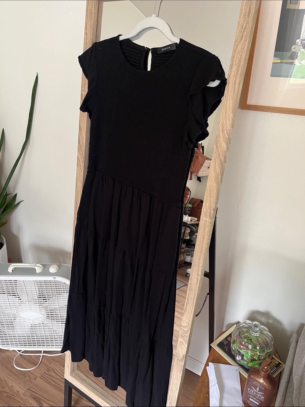 Black Ruffle Sleeve Tiered Maxi Dress